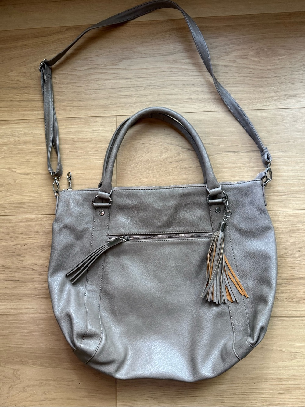 Steve Madden Taupe Tote Bag with Tassel - Unbranded